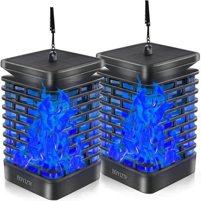 Main image of EOYIZW Blue Solar Lights Outdoor, 2 Pack Hanging Solar Lanterns