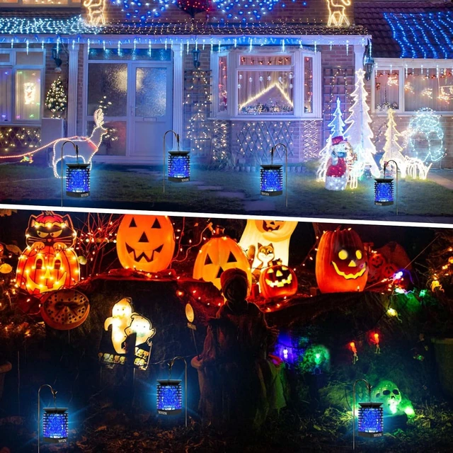 Alt view image 2 of 7 - EOYIZW Blue Solar Lights Outdoor, 2 Pack Hanging Solar Lanterns