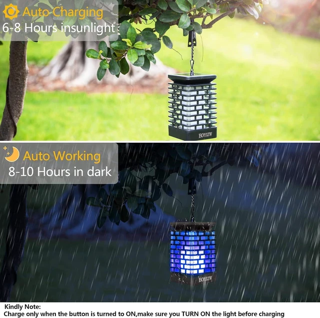 Alt view image 4 of 7 - EOYIZW Blue Solar Lights Outdoor, 2 Pack Hanging Solar Lanterns