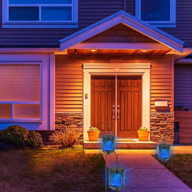 Alt view image 5 of 7 - EOYIZW Blue Solar Lights Outdoor, 2 Pack Hanging Solar Lanterns