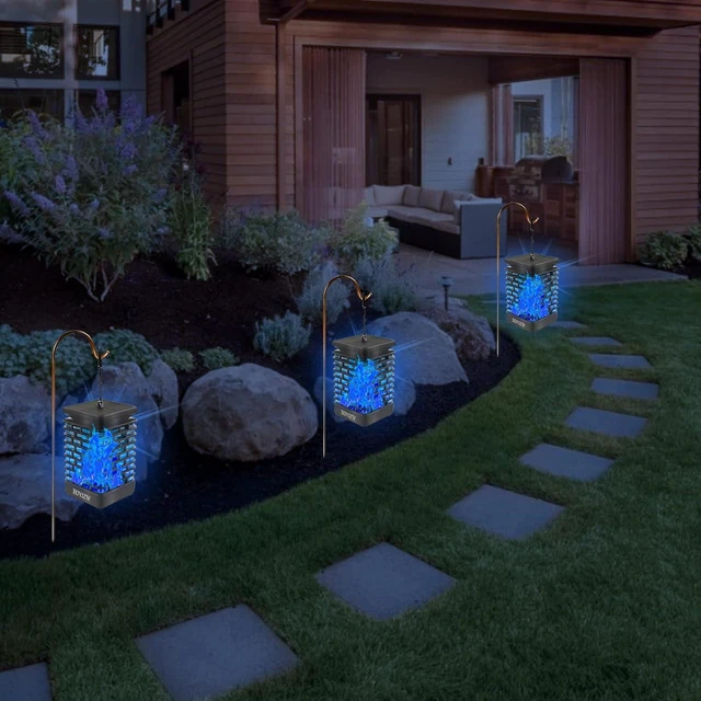 Alt view image 6 of 7 - EOYIZW Blue Solar Lights Outdoor, 2 Pack Hanging Solar Lanterns