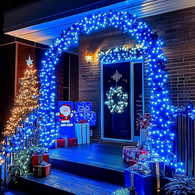 Alt view image 6 of 7 - JMEXSUSS 2 Pack Solar String Lights Outdoor, Total 400 LED 151FT, Blue
