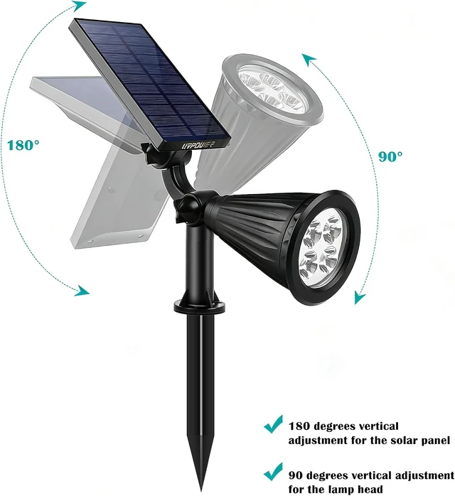 Alt view image 2 of 7 - URPOWER Solar Spot Lights Outdoor Adjustable Spotlights, 1 Pack Cool White