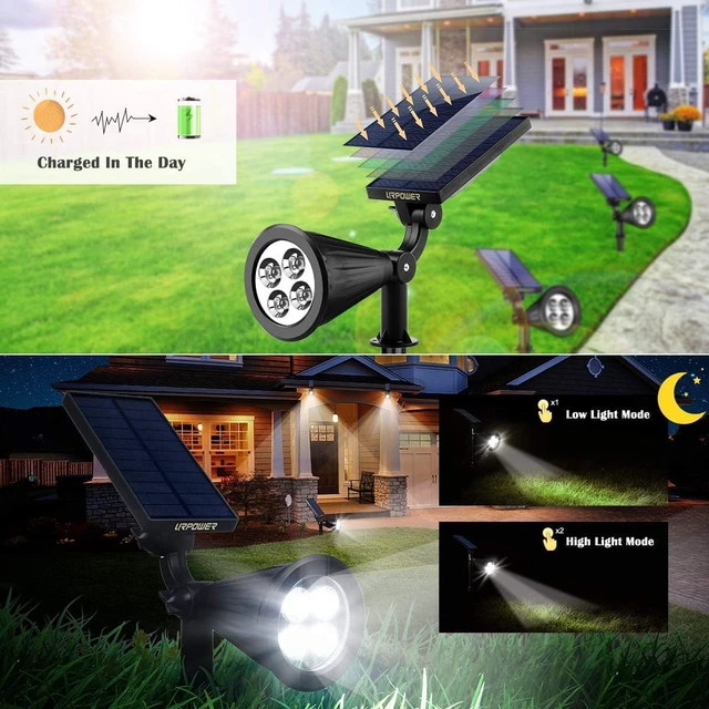 Alt view image 3 of 7 - URPOWER Solar Spot Lights Outdoor Adjustable Spotlights, 1 Pack Cool White