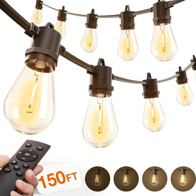 Main image of addlon 150FT Outdoor String Lights LED with Remote Dimmable Waterproof