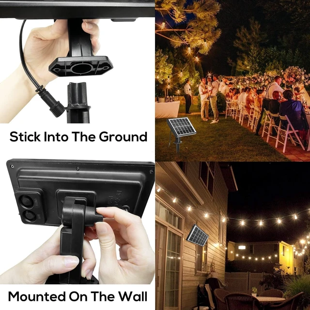 Alt view image 5 of 7 - SUNTHIN 50ft Solar String Lights, USB Rechargeable Solar Outdoor Lights with 24 Waterproof & Shatterproof G40 LED Bulbs for Patio, Porch, Garden, Deck, Bistro, Cafe, Camping