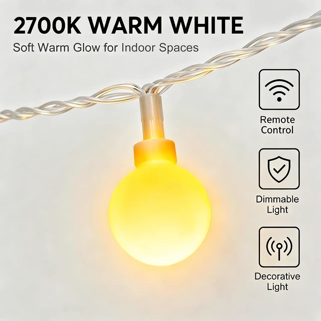 Alt view image 3 of 7 - RaThun 49.2ft Globe String Lights with Remote for Indoor Bedroom Warm White