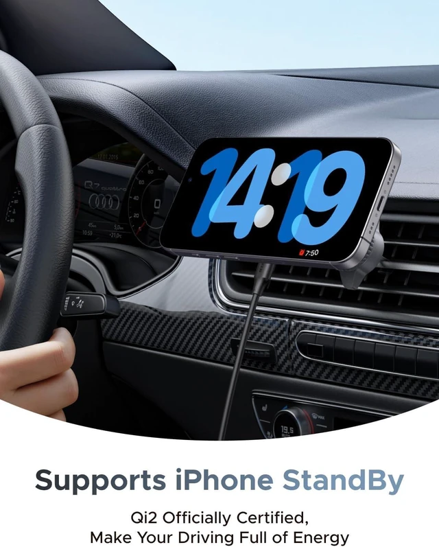 Alt view image 5 of 7 - MagFlow 25W Qi2.2 MagSafe Compatible Wireless Car Charger
