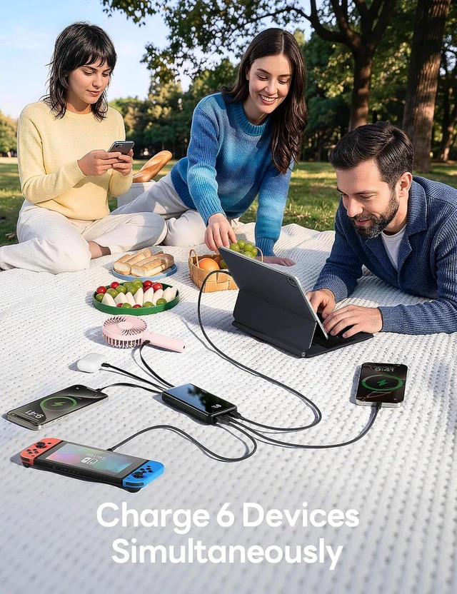 Alt view image 3 of 7 - 50000mAh Portable Charger Built-in 4 Cables 22.5W Fast Charging Power Bank