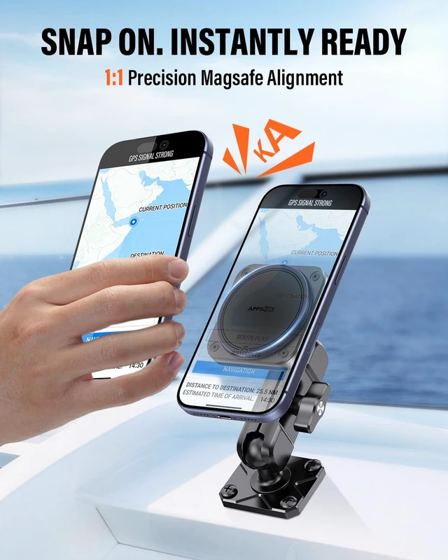 Alt view image 3 of 7 - Alloy Magnetic Phone Mount for Boat/Truck/Car/Wall, Drill Base