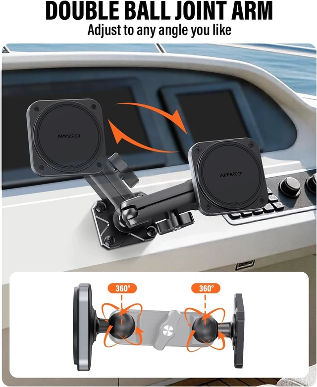 Alt view image 6 of 7 - Alloy Magnetic Phone Mount for Boat/Truck/Car/Wall, Drill Base
