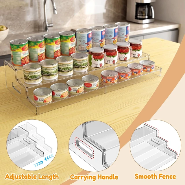 Alt view image 5 of 7 - Expandable Can Organizer for Pantry, 3-Tier Adjustable Can Storage Holder