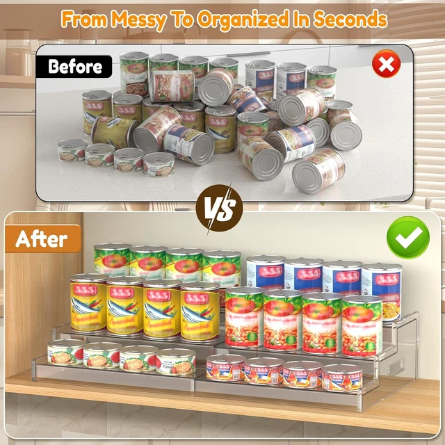 Alt view image 7 of 7 - Expandable Can Organizer for Pantry, 3-Tier Adjustable Can Storage Holder