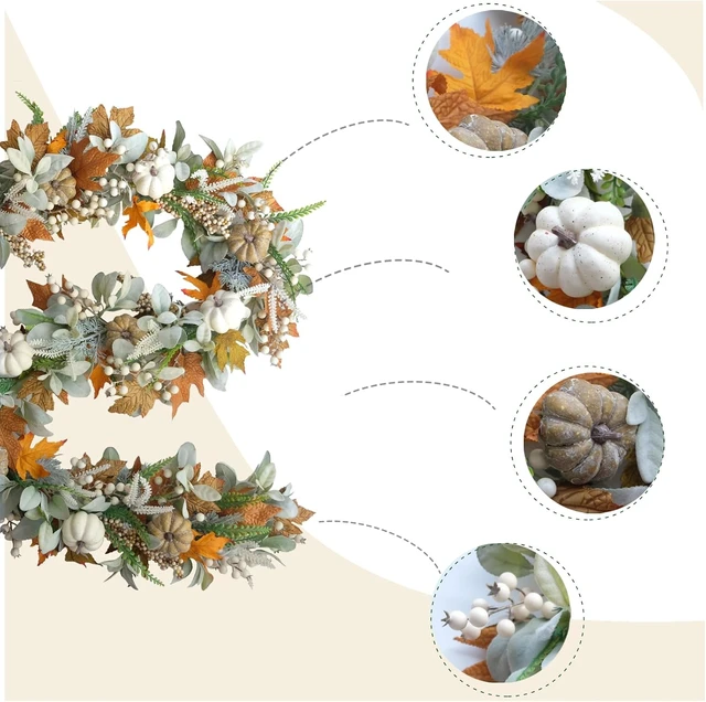 Alt view image 2 of 7 - Fall Wreath Pumpkin Garland Thanksgiving Autumn Neutral Garlands Decoration