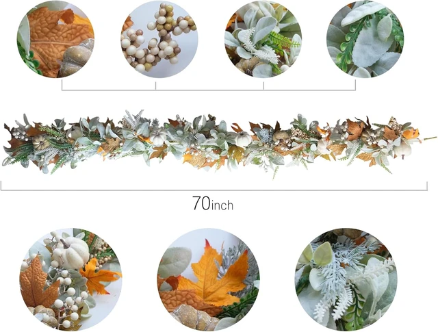 Alt view image 3 of 7 - Fall Wreath Pumpkin Garland Thanksgiving Autumn Neutral Garlands Decoration