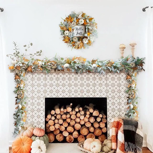 Alt view image 6 of 7 - Fall Wreath Pumpkin Garland Thanksgiving Autumn Neutral Garlands Decoration
