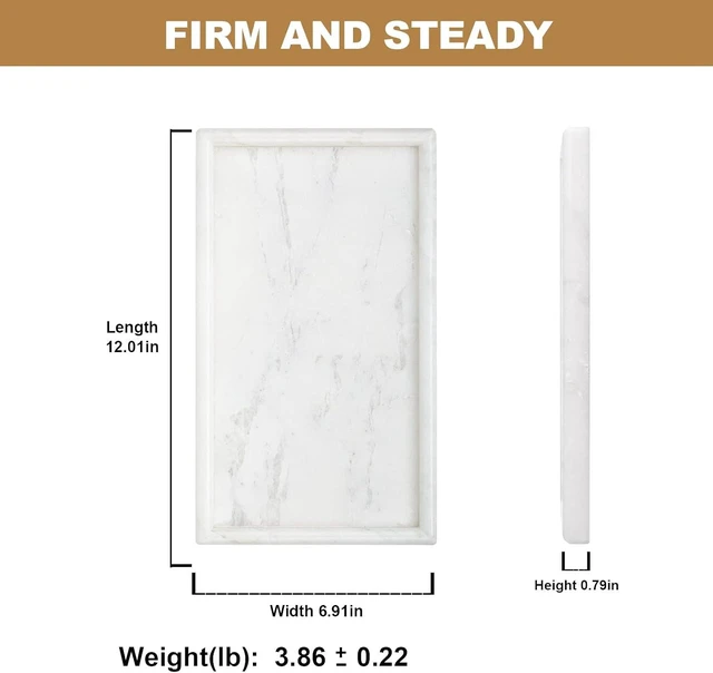 Alt view image 3 of 7 - African Natural Marble Tray, 12"x7" Coffee Table Vanity/Decorative Tray for Jewerly, Watch, Perfume Candle Tray for Bedroom/Bathroom/Kitchen Countertop