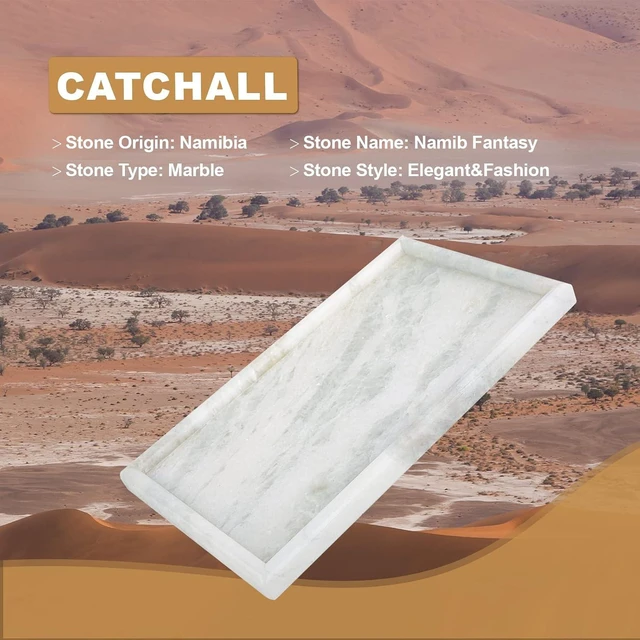 Alt view image 4 of 7 - African Natural Marble Tray, 12"x7" Coffee Table Vanity/Decorative Tray for Jewerly, Watch, Perfume Candle Tray for Bedroom/Bathroom/Kitchen Countertop