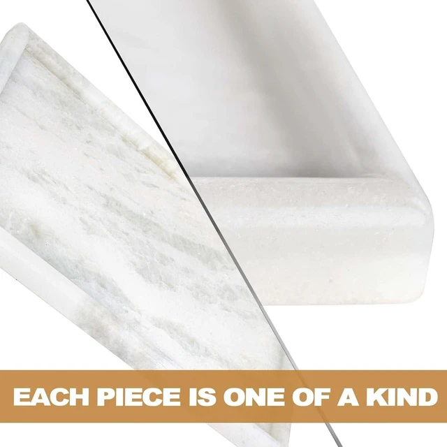Alt view image 6 of 7 - African Natural Marble Tray, 12"x7" Coffee Table Vanity/Decorative Tray for Jewerly, Watch, Perfume Candle Tray for Bedroom/Bathroom/Kitchen Countertop