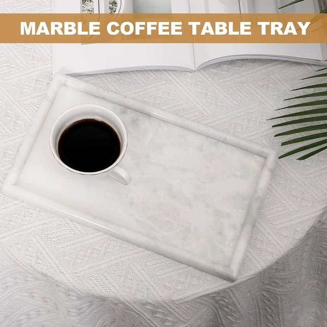 Alt view image 7 of 7 - African Natural Marble Tray, 12"x7" Coffee Table Vanity/Decorative Tray for Jewerly, Watch, Perfume Candle Tray for Bedroom/Bathroom/Kitchen Countertop
