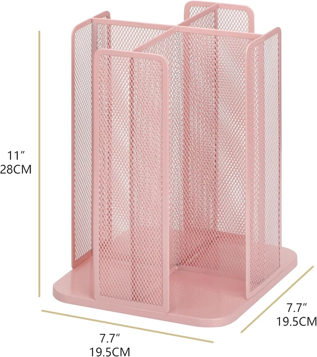 Alt view image 2 of 7 - Paper/Plastic Cup and Lid Holder Plastic Storage Organizer, 360°Rotating Coffee Mup Dispenser with 4 Compartments, Multifunctional Storage Rack for Home, Office, Bar, Coffee Shop (Light PInk)