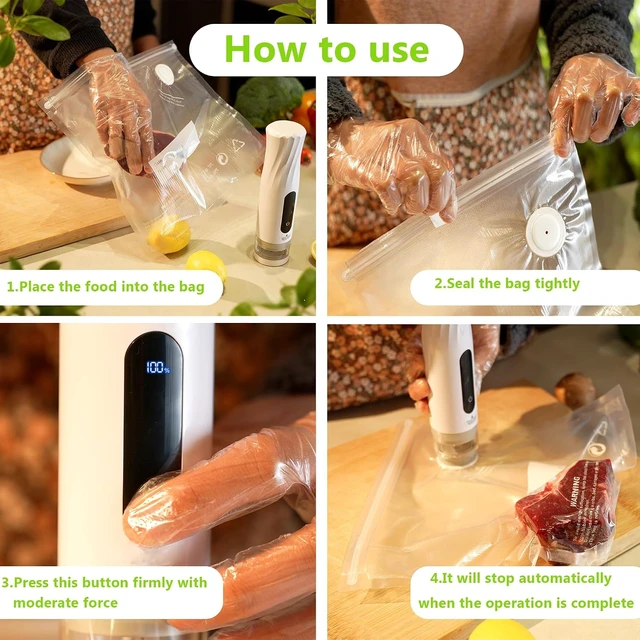 Alt view image 7 of 7 - Compact Vacuum Sealer for Food Storage: Portable Handheld Food Sealer, 80kPa Suction, 1800mAh Battery, 30 Reusable Vacuum Bags, Preserve 5X Freshness with Easy Operation