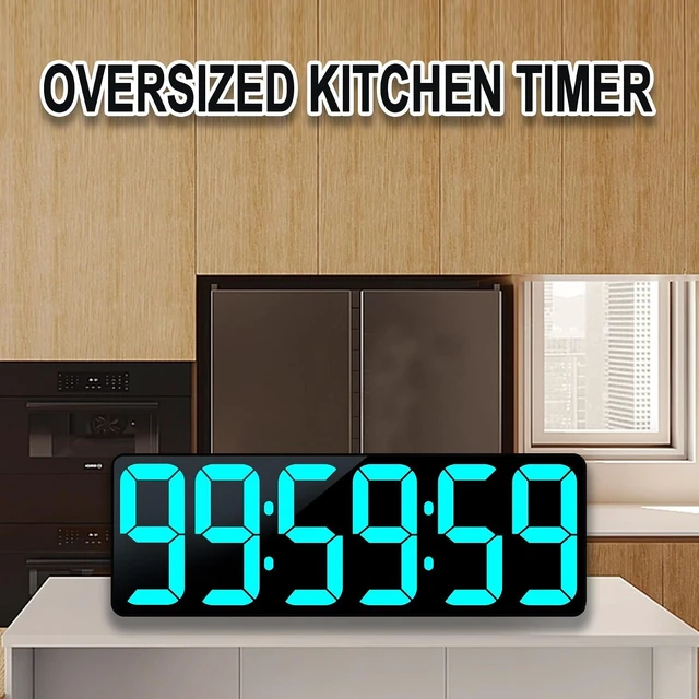 Alt view image 7 of 7 - 17.2" Bluetooth Digital Wall Clock with Seconds, Large Countdown Timer for Classroom Home Gym Kitchen Office, Alarm Clock with Remote Control, 4 Dimmable Brightness, Auto DST (Ice Blue)