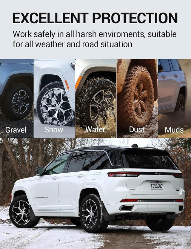 Alt view image 5 of 7 - Mud Flaps Fit for 5th Gen Jeep Grand Cherokee 2025 2024 2023 2022 No Drilling Required All Weather Mud Splash Guards Mudflap Front & Rear Gen Jeep Grand Cherokee 2-Row Accessories 4pcs (Non L)