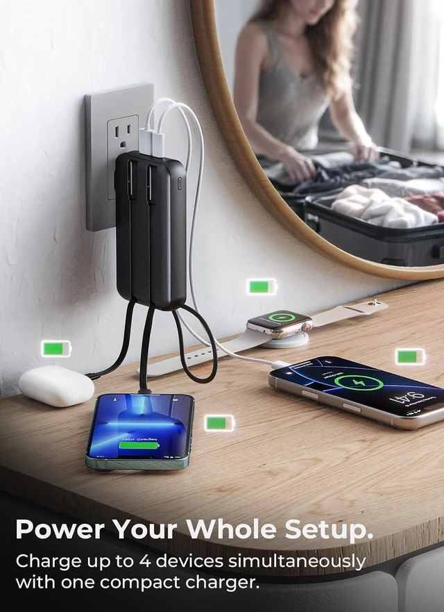 Alt view image 6 of 7 - Portable Charger 50000mAh, Power Bank with Built-in Cables & Wall Plug