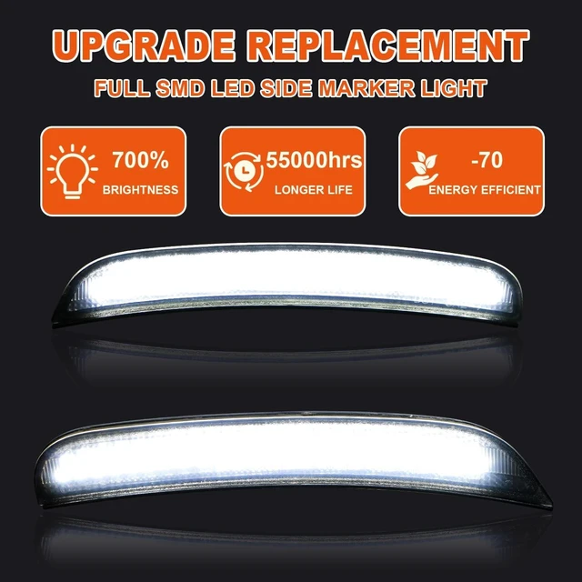 Alt view image 3 of 7 - Side Marker Lights for Charger 2015-2023, Front & Rear Fender Light for Charger SXT, for Scatpack, for SRT Hellcat, LED White Parking Light, Bumper Marker Lamps, Smoked Len, 4PCS