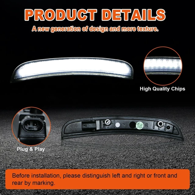 Alt view image 4 of 7 - Side Marker Lights for Charger 2015-2023, Front & Rear Fender Light for Charger SXT, for Scatpack, for SRT Hellcat, LED White Parking Light, Bumper Marker Lamps, Smoked Len, 4PCS