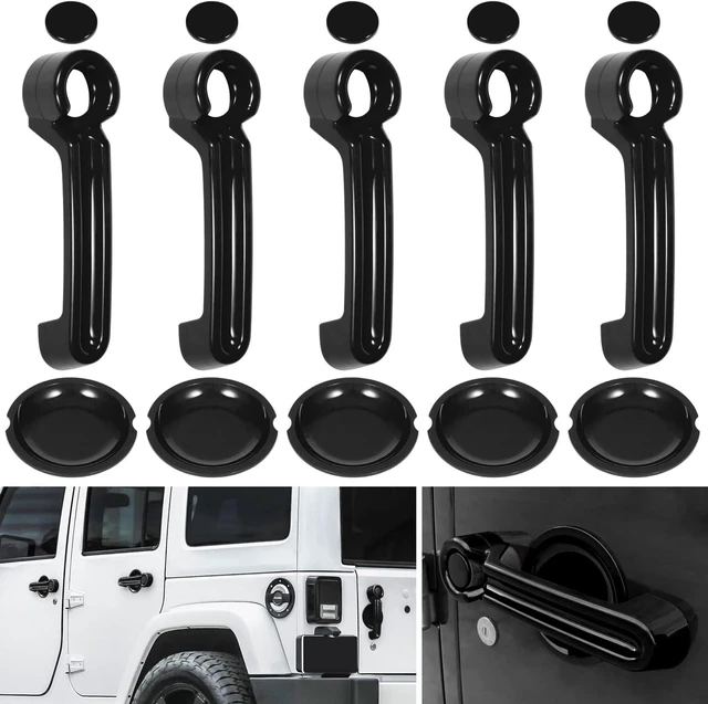 Main image of Door Handle Cover Inserts+Tailgate Handle Cover+Recess Guard for 2007-2018 Jeep Wrangler JK JKU Sports Sahara Freedom Rubicon Unlimited Exterior Accessories (Black 15PCS)