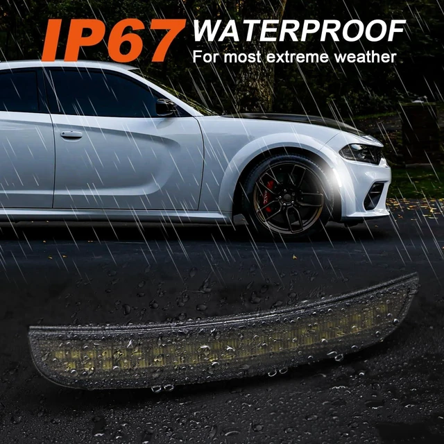 Alt view image 6 of 7 - Side Marker Lights for Charger 2015-2023, Front & Rear Fender Light for Charger SXT, for Scatpack, for SRT Hellcat, LED White Parking Light, Bumper Marker Lamps, Smoked Len, 4PCS