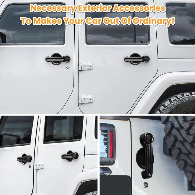 Alt view image 3 of 7 - Door Handle Cover Inserts+Tailgate Handle Cover+Recess Guard for 2007-2018 Jeep Wrangler JK JKU Sports Sahara Freedom Rubicon Unlimited Exterior Accessories (Black 15PCS)