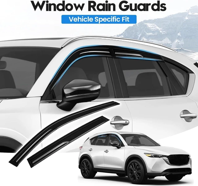 Alt view image 2 of 7 - CX-5 Rain Guards - Window Visors for Mazda CX5 2017-2025 2026, Out-Channel Side Window Rain Guards for CX5, 4PCS, Black, Car Accessories