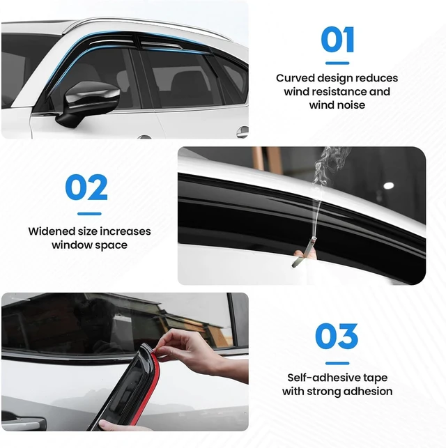 Alt view image 4 of 7 - CX-5 Rain Guards - Window Visors for Mazda CX5 2017-2025 2026, Out-Channel Side Window Rain Guards for CX5, 4PCS, Black, Car Accessories