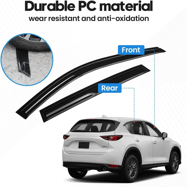 Alt view image 5 of 7 - CX-5 Rain Guards - Window Visors for Mazda CX5 2017-2025 2026, Out-Channel Side Window Rain Guards for CX5, 4PCS, Black, Car Accessories