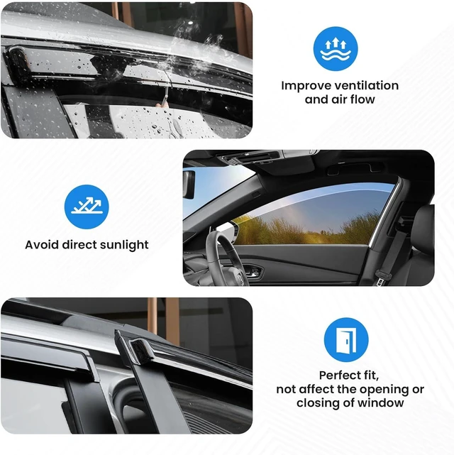 Alt view image 6 of 7 - CX-5 Rain Guards - Window Visors for Mazda CX5 2017-2025 2026, Out-Channel Side Window Rain Guards for CX5, 4PCS, Black, Car Accessories