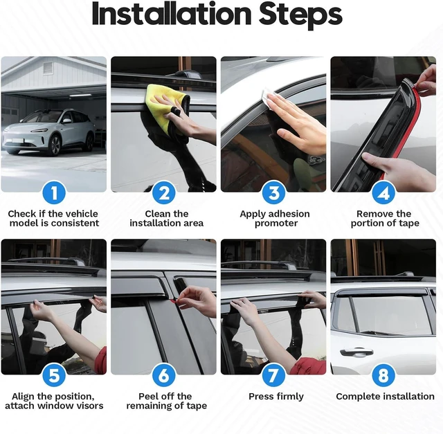 Alt view image 7 of 7 - CX-5 Rain Guards - Window Visors for Mazda CX5 2017-2025 2026, Out-Channel Side Window Rain Guards for CX5, 4PCS, Black, Car Accessories