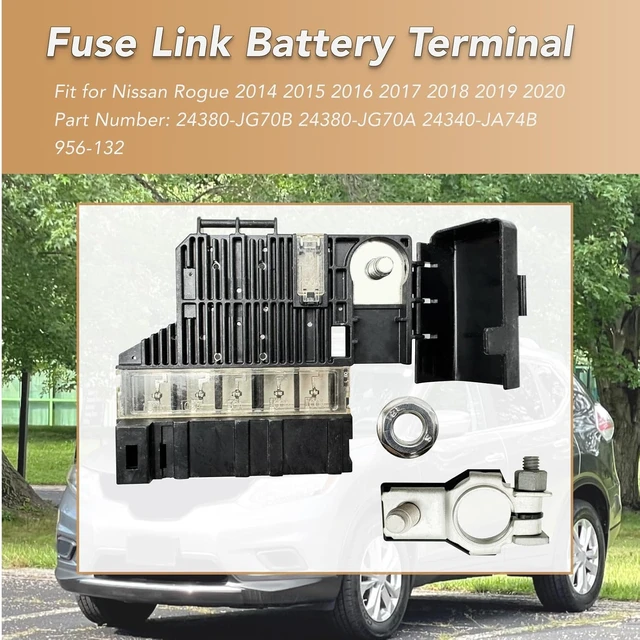 Alt view image 2 of 6 - Fuse Link Battery Terminal Fit for Nissan Rogue 2014 2015 2016 2017 2018 2019 2020 Replace 24380-JG70B 24380JG70B 24340JA74B 956-132 with Clip