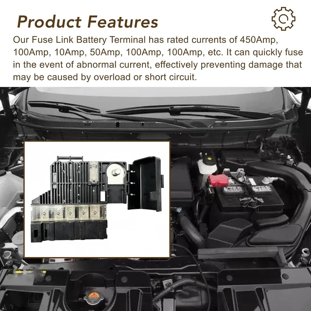 Alt view image 4 of 6 - Fuse Link Battery Terminal Fit for Nissan Rogue 2014 2015 2016 2017 2018 2019 2020 Replace 24380-JG70B 24380JG70B 24340JA74B 956-132 with Clip