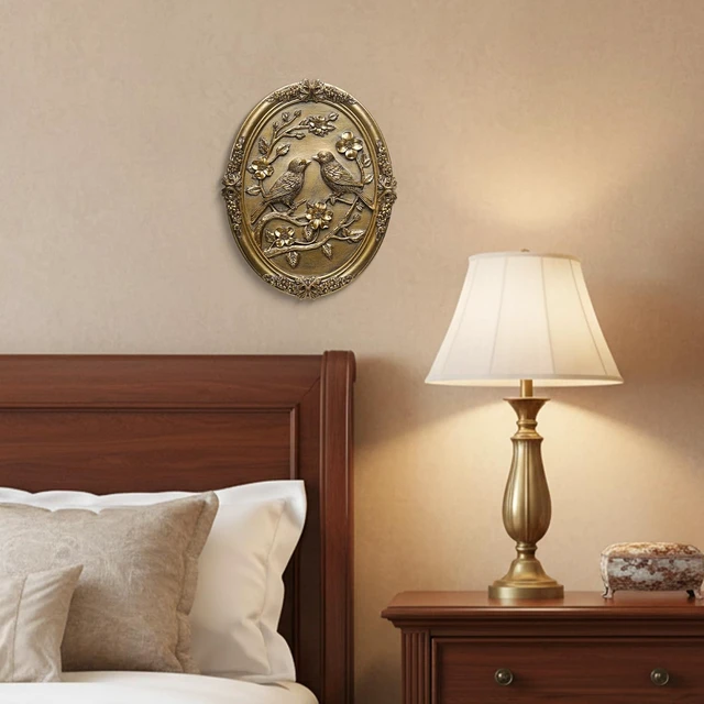 Alt view image 2 of 7 - Vintage Bird Wall Sculpture,Antique Wall Decor,Retro Art Birds Sculpture,Hand Painted Wall Decoration with Embossed Couple Birds Design,Vintage Wall Decor for Living Room Bedroom Dining Room Hallway,