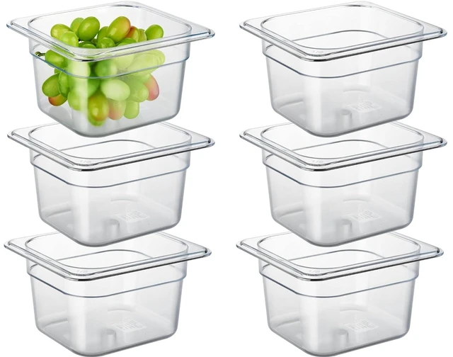 Main image of 6-Pack 1/6 Size 4" Deep NSF Polycarbonate Food Pans