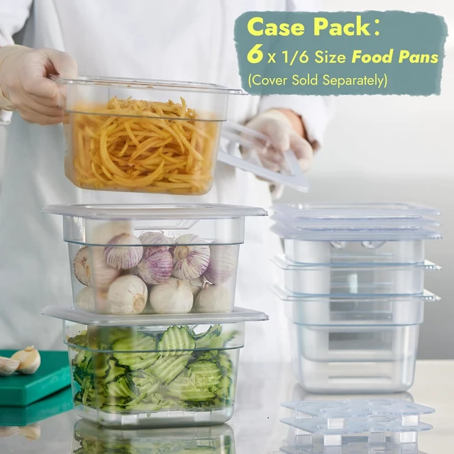 Alt view image 3 of 7 - 6-Pack 1/6 Size 4" Deep NSF Polycarbonate Food Pans