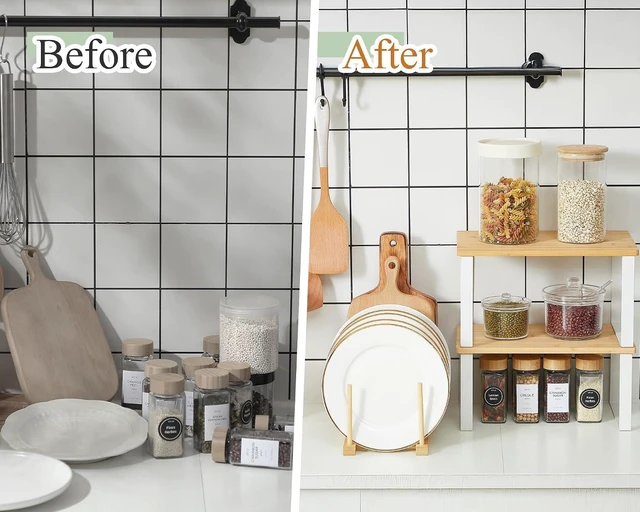 Alt view image 3 of 7 - 4 Pcs Kitchen Organizer Accessories Set for Cabinet, Wood, 11.8 x 7.9''
