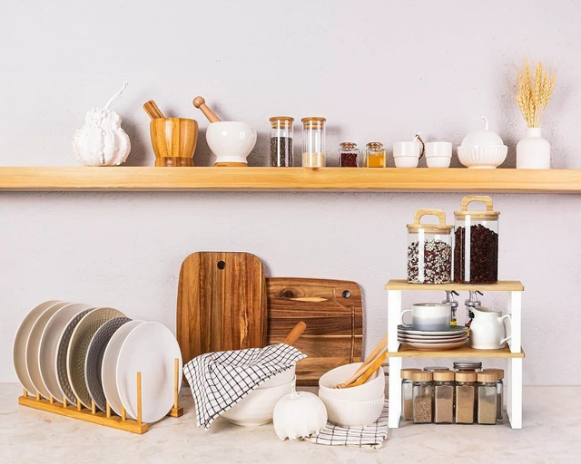 Alt view image 6 of 7 - 4 Pcs Kitchen Organizer Accessories Set for Cabinet, Wood, 11.8 x 7.9''