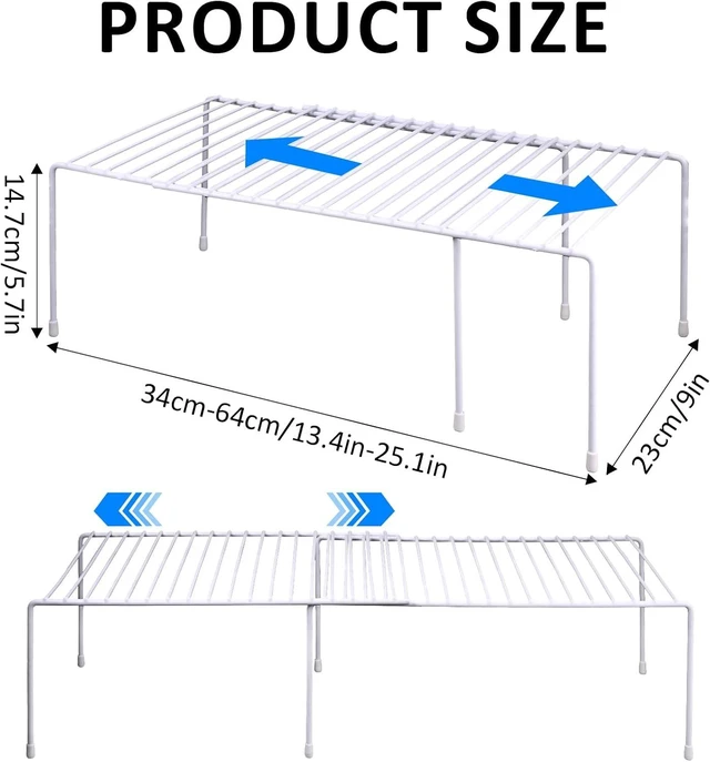 Alt view image 2 of 6 - 4-Pack Expandable Medium (13.4-25.1x9inch) Kitchen Organizer Rack, Kitchen Shelves for Spice Organization for Cabinet, Pantry Organizers and Storage, Spice Rack, Desk Organizer, White