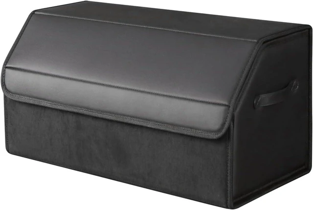 Main image of car organizers and storage for SUV,trunk organizer for sedan, leather foldable sleek box with lid,collapsible cargo bins, tool accessories containers,Collapsible Suede velvet (18 inch Covered)