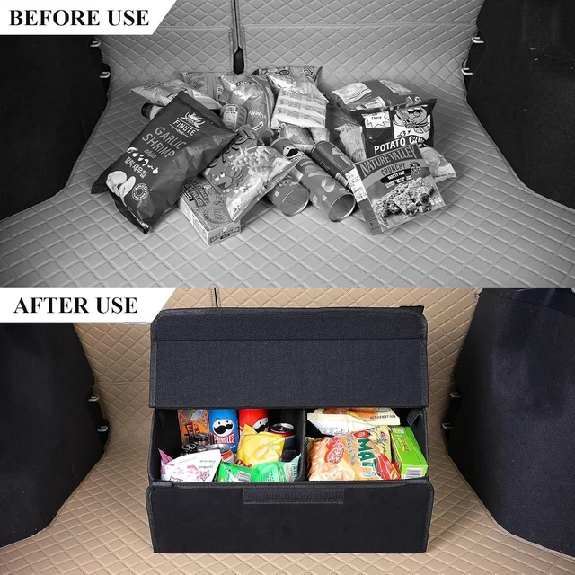 Alt view image 7 of 7 - car organizers and storage for SUV,trunk organizer for sedan, leather foldable sleek box with lid,collapsible cargo bins, tool accessories containers,Collapsible Suede velvet (18 inch Covered)