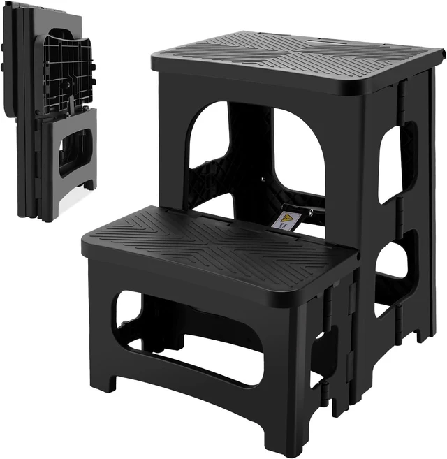 Main image of Folding 2-Step Stool for Adults, Non-Slip Collapsible Footstool for Office